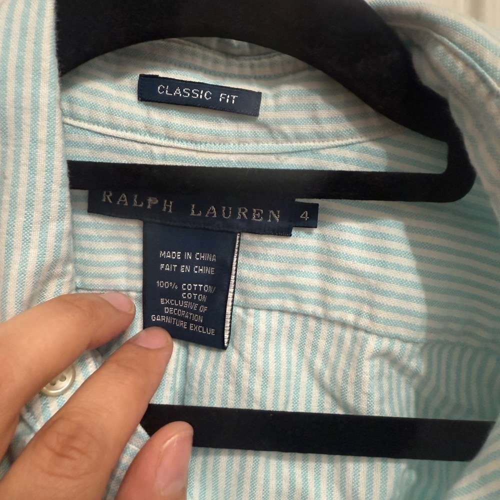 Ralph Lauren Light Blue Stripe Cotton Button-Down Shirt size 4 - Picture 3 of 4